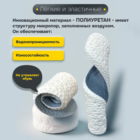 Стельки для обуви АНАТОМИЧЕСКИЕ ДЫШАЩИЕ, материал PU PRO, размер RU 34-39 / EU 35-40, с линиями выреза, SHEGRA (ШЕГРА), 700738