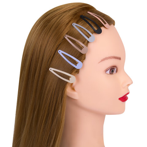 Заколки для волос НАБОР 12 шт., 5 см, клик-клак, матовый, пастельные цвета, MONTE VITA (МОНТЕ ВИТА), 457094