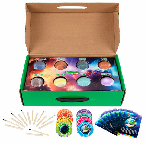 Набор для раскопок "Сокровища Солнечной системы", 8 планет, карточки, инструменты BRAUBERG KIDS, 665131