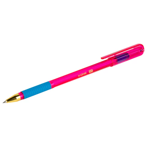 Ручка шариковая с грипом BRAUBERG "X-ONE NEON", СИНЯЯ, корпус ассорти, узел 0,5 мм, линия письма 0,35 мм, 143987
