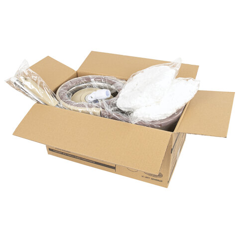 Швабра с отжимом и ведром 7л/5л, отжим центрифуга / рукоятка, 2 круглые насадки, крепление кольцо, бежевый, LAIMA, 607488