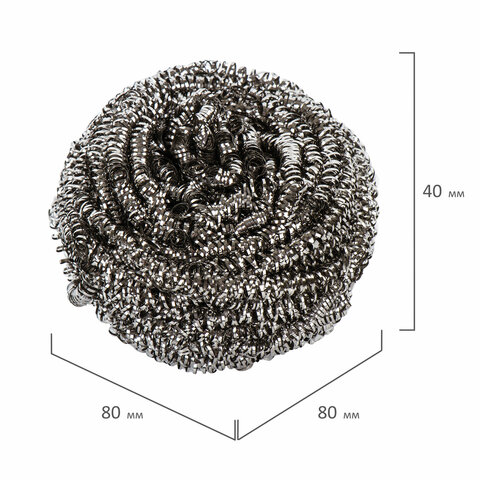 Губка (мочалка) металлическая, спиральная, 27 г, СРЕДНЯЯ, для посуды, гриля, плиты, YORK, 2010