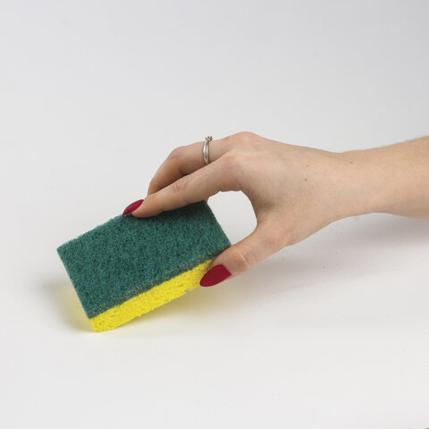 Губки для посуды 9,5х6,5х2 см, КОМПЛЕКТ 2 шт., ЦЕЛЛЮЛОЗНЫЕ (губчатые) с АБРАЗИВОМ, LAIMA К1106, 605487