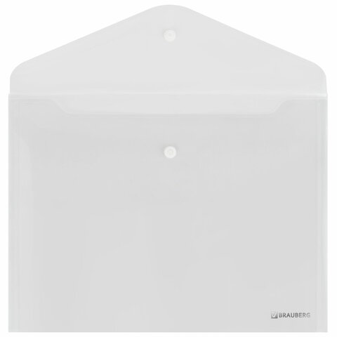 Папка-конверт с кнопкой BRAUBERG "SUPER", А4, прозрачная, ПРОЧНАЯ 0,2 мм, 272876