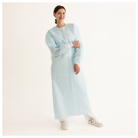 Халат хирургический стерильный 140 см, 52-54 р., манжета, спанбонд 25 г/м2, ГЕКСА, голубой