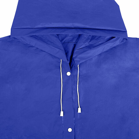Дождевик плащ синий на кнопках, EVA, многоразовый прочный, чехол в комплекте, универсальный размер, SHAMAANI (ШАМААНИ), 610931