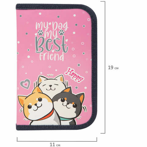 Пенал ПИФАГОР, 1 отделение, ламинированный картон, 19х11 см, "Best team", 272240