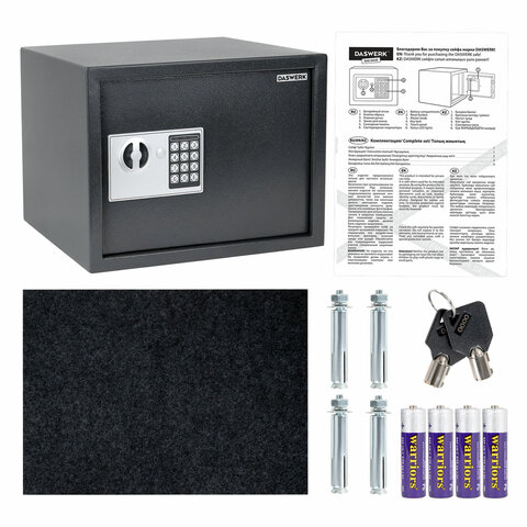 Сейф мебельный DASWERK (ДАСВЕРК) SC-300EL (300х380х300 мм), электронный замок, графит, 291346
