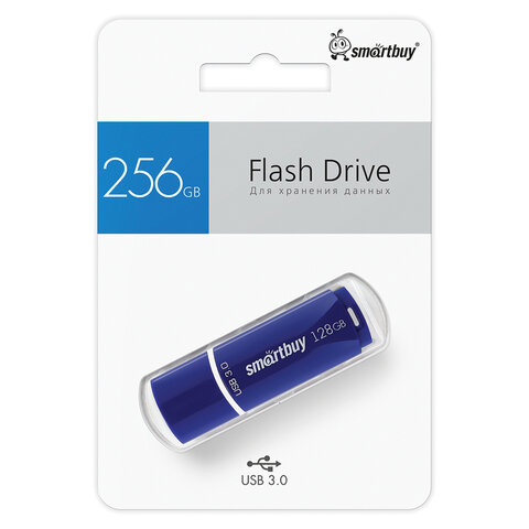 Флеш-диск 128 GB, SMARTBUY Crown, USB 3.0, синий, SB128GBCRW-Bl