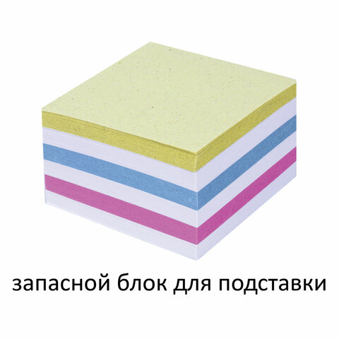 Блок для записей непроклеенный, 9х9х5 см, плотность 65 г/м2, цветной с белым, STAFF, 126365