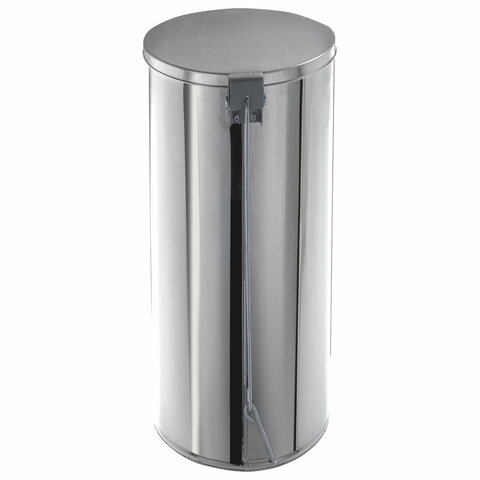 Ведро мусорное с педалью 30 литров, УСИЛЕННОЕ, кольцо под мешок, хром, нержавеющая сталь, ТИТАН