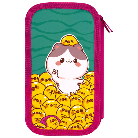 Пенал ЮНЛАНДИЯ, 3 отделения, картон с эффектом soft-touch, 19х11 см, "Duck tales", 273500