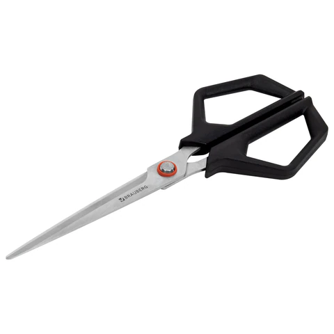 Ножницы BRAUBERG "Super black" 170 мм, черные, 3-сторонняя заточка, ручки из ABS-пластика, 238854