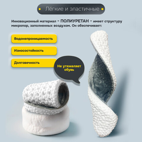 Стельки для обуви ЗИМНИЕ УТЕПЛЕННЫЕ, материал PU PRO, размер RU 34-39 / EU 35-40, с линиями выреза, SHEGRA (ШЕГРА), 700759