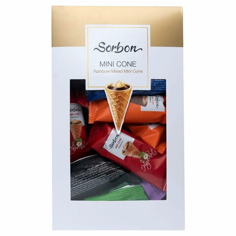 Конфеты мини-рожки в индивидуальной упаковке SORBON "Ассорти Радуга", 350 г