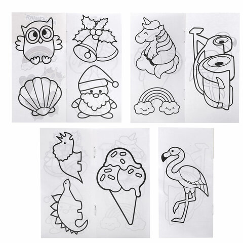 Краски витражные ЮНЛАНДИЯ "НЕОНЧИКИ", 5 цветов светящихся в темноте + 1 черный, 20 мл, шаблоны, 191760