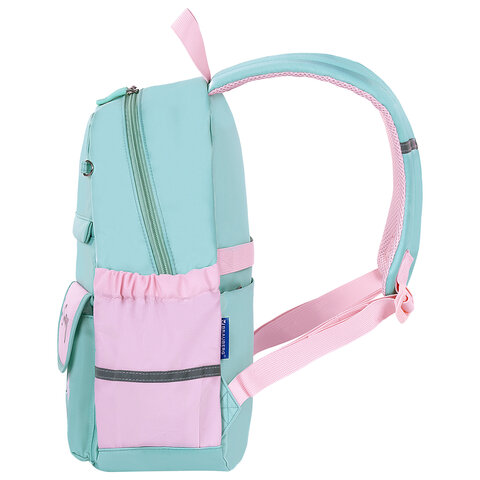 Рюкзак BRAUBERG PASTEL с термонашивками в комплекте, "Funny clouds", мятный, 40х29х14 см, 271421