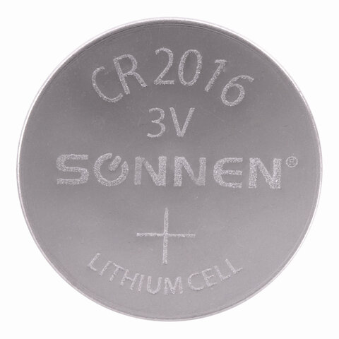 Батарейка литиевая SONNEN Lithium CR2016 "таблетка, дисковая, кнопочная" 1 шт., блистер, 451972