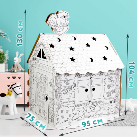 Картонный игровой развивающий Домик-раскраска "Сказочный", высота 130 см, BRAUBERG KIDS, 880364