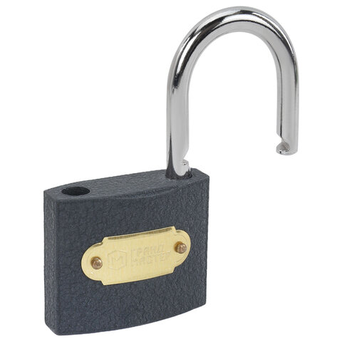 Замок навесной чугунный "Стандарт", ширина 50 мм, английский, 3 ключа, ГРАНДМАСТЕР, 671292