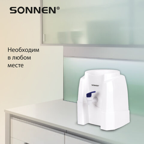 Кулер-водораздатчик БЕЗ НАГРЕВА И ОХЛАЖДЕНИЯ, SONNEN TS-01W, настольный, 1 кран, белый, 456175