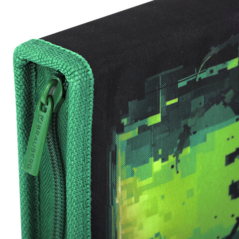 Пенал BRAUBERG, 1 отделение, 2 откидные планки, полиэстер, 21х14 см, "Digital spider", 273528