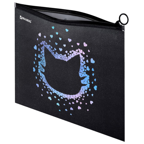 Папка для тетрадей BRAUBERG А4, 1 отделение, пластик, на zip-lock молнии, "Pretty face", 273319