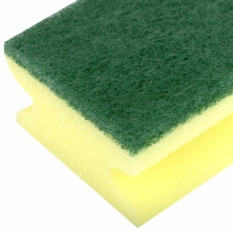 Губки для посуды 9,6х6,4х4 см, КОМПЛЕКТ 2 шт., MAXI, поролон с абразивным слоем, профильные, LAIMA К0015, 601557