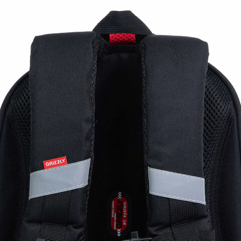 Ранец GRIZZLY анатомическая спинка, c бейджем, для мальчиков, "NIGHT RACE", 36х28х20 см, RAz-287-8/1