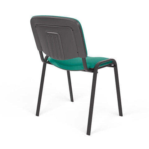 Стул для персонала и посетителей "ИЗО", черный каркас, ткань зеленая, В-27/С-34