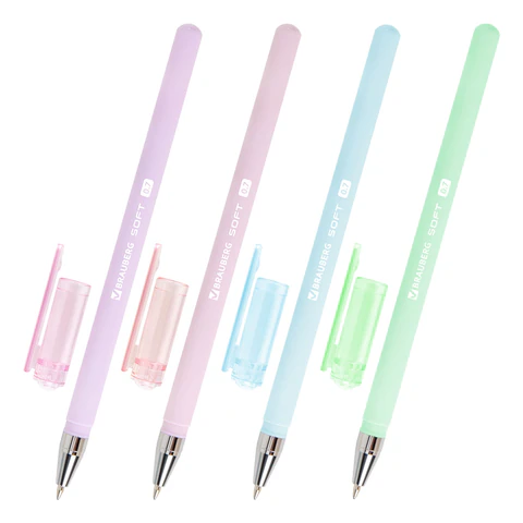 Ручка шариковая BRAUBERG "SOFT PASTEL", СИНЯЯ, корпус ассорти, узел 0,7 мм, линия 0,35 мм, 144397