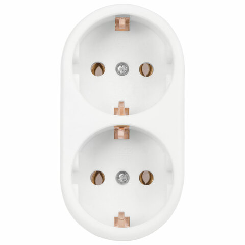 Сетевой разветвитель SONNEN U-020G, 2 розетки, с заземлением, 16 А, белый, 511442