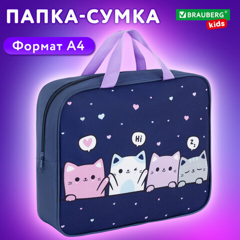 Папка на молнии с ручками BRAUBERG KIDS А4, 1 отделение, полиэстер, 80 мм, "Anti-gravity", 273313