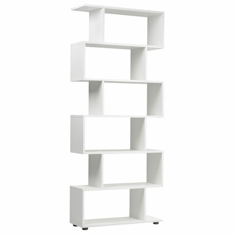 Стеллаж BRABIX "Scandi SH-008", 730х250х1760 мм, 6 секций, ЛДСП, белый, 641897, ЦБ013658-1