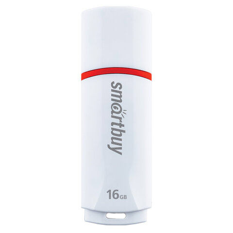Флеш-диск 16 GB, SMARTBUY Crown, USB 2.0, белый, SB16GBCRW-W