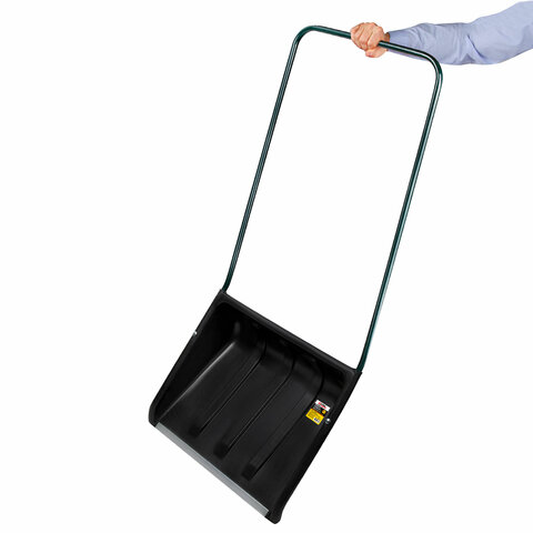 Лопата снеговая СКРЕПЕР 58х48 см пластиковый ЧЕРНЫЙ, алюминиевая планка, рукоятка 120 см, прочный, ГРАНДМАСТЕР, 700343