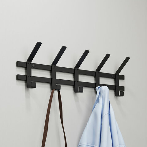 Вешалка настенная "Торонто-5", 168х580х85 мм, 5 крючков, металл, черная, ВНТ5 Ч