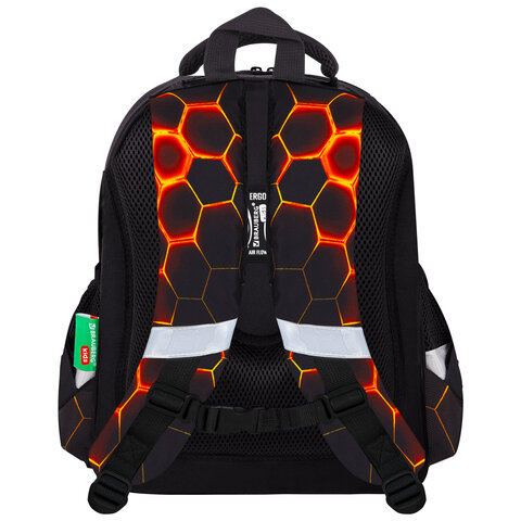 Ранец BRAUBERG KIDS STANDARD, 2 отделения, Fire split, 3D-панель, 36х28х14 см, 273147