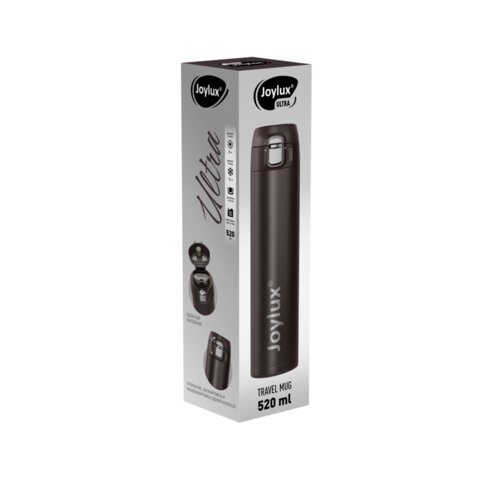 Термокружка 520 мл JOYLUX (ДЖОЙЛЮКС) ULTRA BROWN, нержавеющая сталь SUS304, коричневый матовый, 700279
