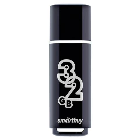 Флеш-диск 32 GB, SMARTBUY Glossy, USB 2.0, черный, SB32GBGS-K