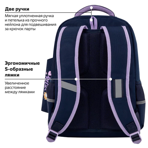 Рюкзак ЮНЛАНДИЯ COMPLETE, с пеналом в комплекте, эрго-спинка, "Bored cat", 42х29х14 см, 272055