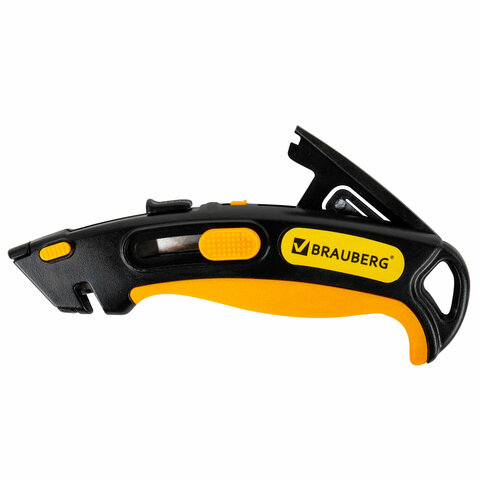 Нож универсальный мощный, BRAUBERG METALLIC PRO, автофиксатор, функция автовозврата, 238737