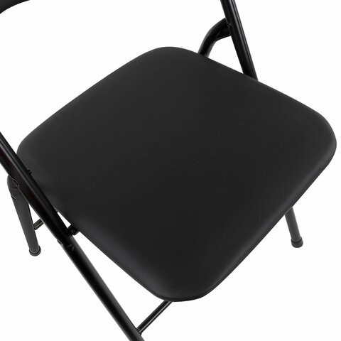 Стул складной BRABIX "Golf CF-007", черный каркас, кожзам черный, гофрокороб, 533024