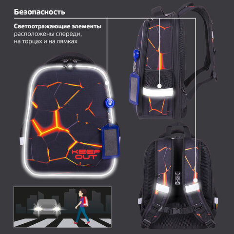 Ранец BRAUBERG FIT, 2 отделения, "Keep out", 38х27х14 см, 270617