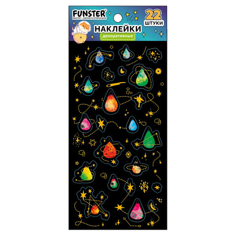 Наклейки декоративные "Black edition", 17,5х9 см, ассорти 6 видов, FUNSTER (ФАНСТЕР), 666100