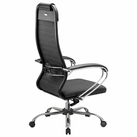 Кресло офисное МЕТТА "К-27" хром, ткань, сиденье и спинка мягкие, серое