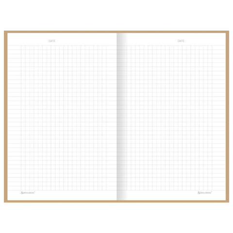 Блокнот А5 134х206 мм, 80 л., твёрдый, клетка, BRAUBERG "Minimal", бежевый, 116438