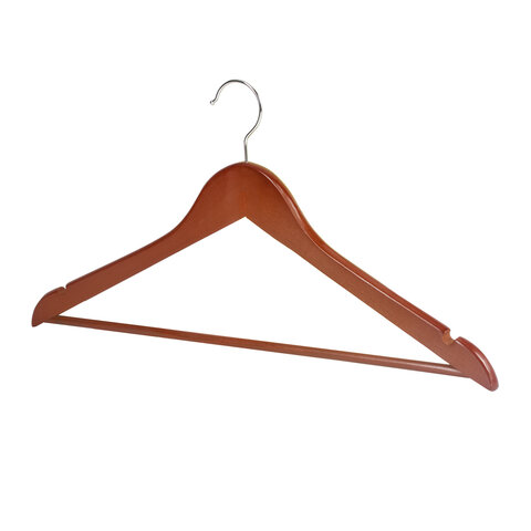 Вешалки-плечики, размер 48-50, КОМПЛЕКТ 5 шт., дерево, перекладина, цвет вишня, BRABIX "Стандарт", 601161
