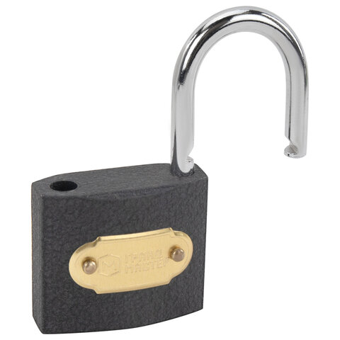Замок навесной чугунный "Стандарт", ширина 32 мм, английский, 3 ключа, ГРАНДМАСТЕР, 671290