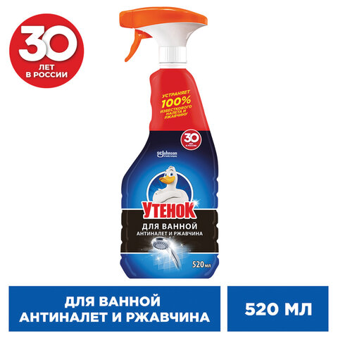 Средство для чистки сантехники 520 мл, ТУАЛЕТНЫЙ УТЕНОК "Антиналет и ржавчина", распылитель, 865017